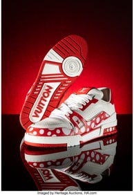 42196: Louis Vuitton X Yayoi Kusama Trainer White/Red