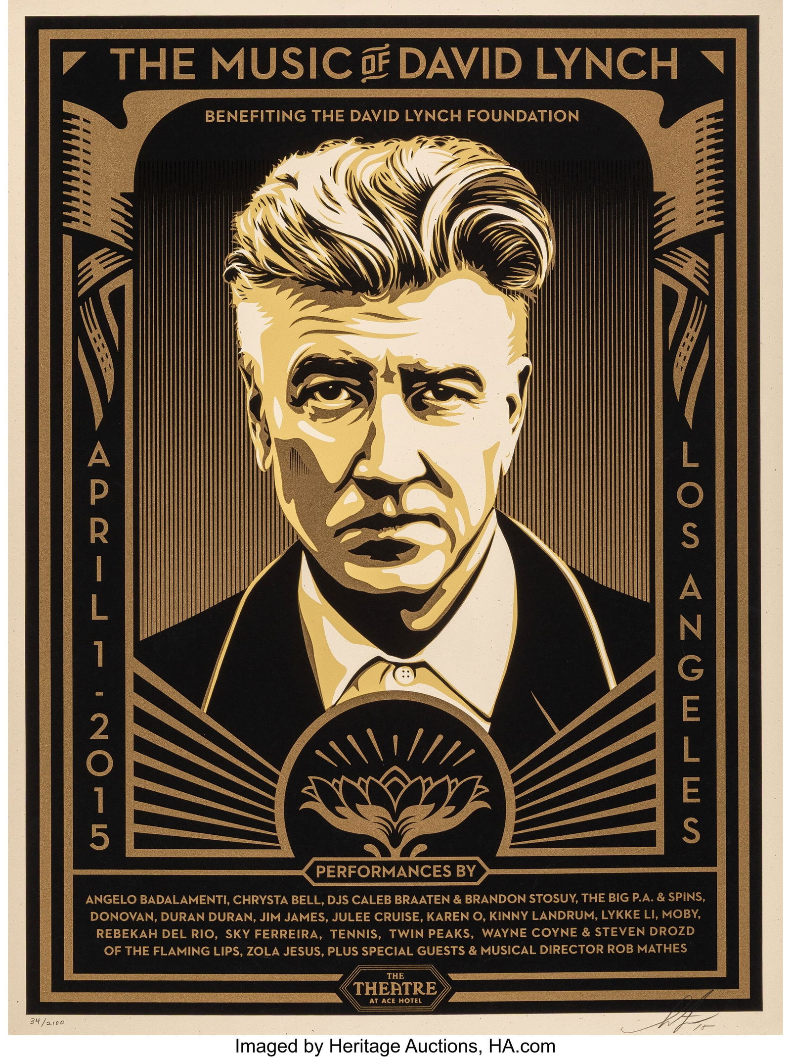Shepard Fairey (b. 1970) The Music of David Lync: Shepard Fairey (b. 1970) The Music of David Lynch, 2015 Screenprint in colors on Cream Speckletone paper 24 x 18 inches (61.0 x 45.7 cm) (sheet&rpar
