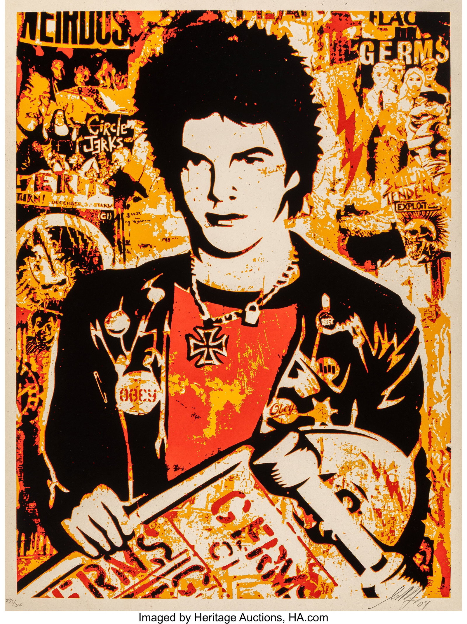 Shepard Fairey (b. 1970) Darby, 2004 Screenprint: Shepard Fairey (b. 1970) Darby, 2004 Screenprint in colors on Cream Speckletone paper 24 x 18 inches (61.0 x 45.7 cm) (sheet) Ed. 238&so