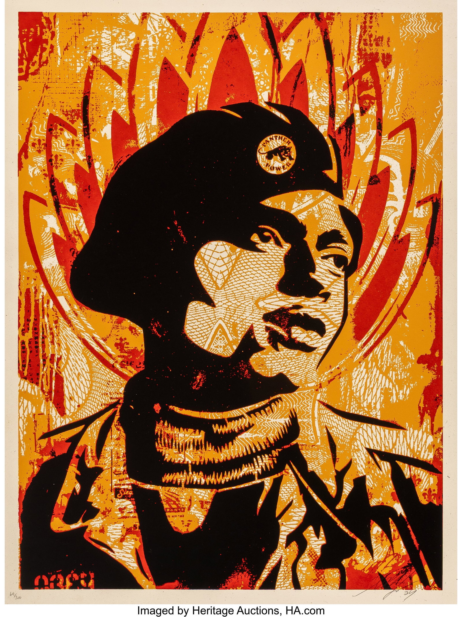 Shepard Fairey (b. 1970) Unknown Black Panther, : Shepard Fairey (b. 1970) Unknown Black Panther, 2005 Screenprint in colors on Cream Speckletone paper 24 x 18 inches (61.0 x 45.7 cm) (sheet) E