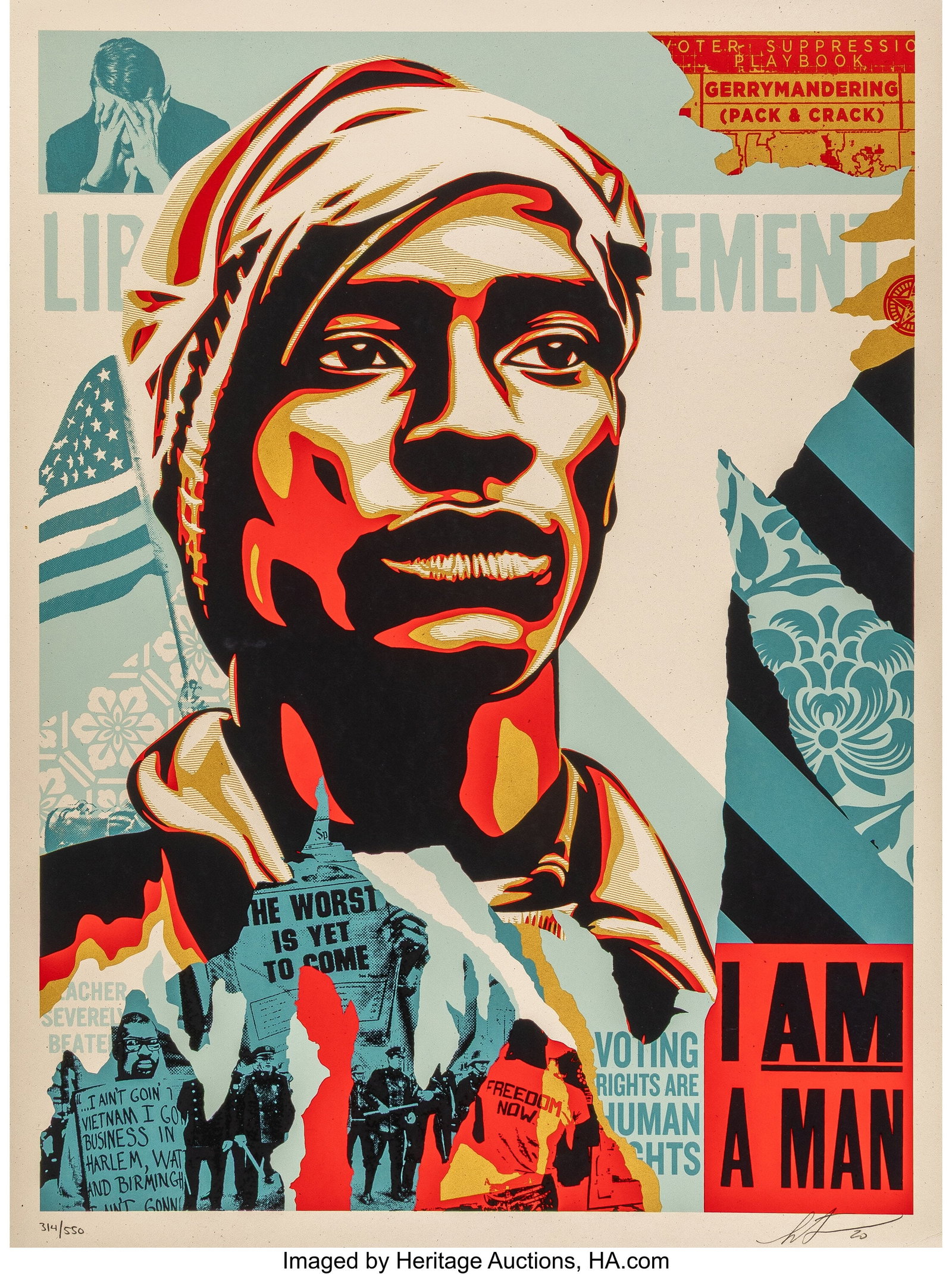 Shepard Fairey (b. 1970) Voting Rights are Human: Shepard Fairey (b. 1970) Voting Rights are Human Rights, 2020 Screenprint in colors on Cream Speckletone paper 24 x 18 inches (61.0 x 45.7 cm) (shee