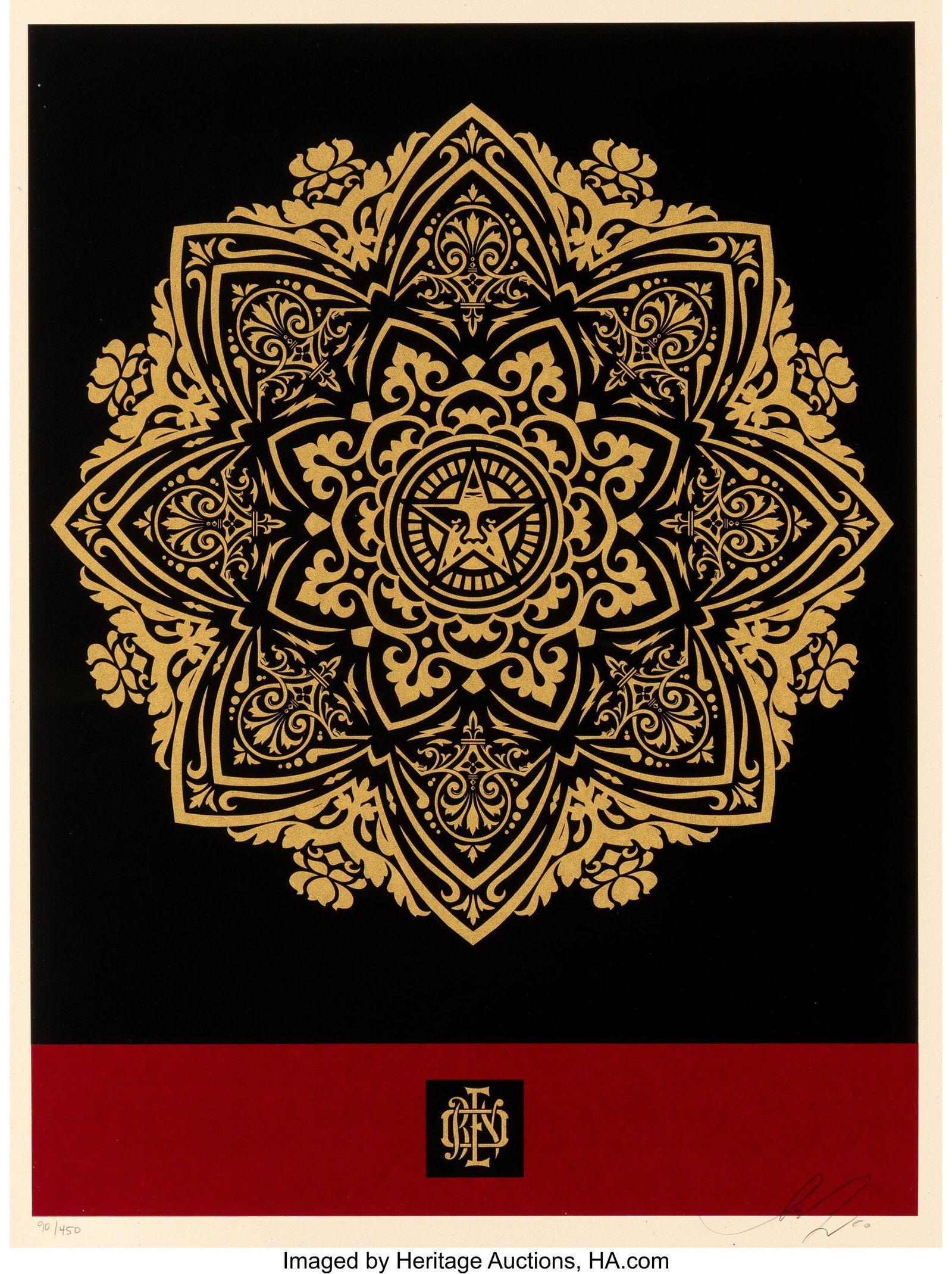 Shepard Fairey (b. 1970) Mandala Ornament, 2010 : Shepard Fairey (b. 1970) Mandala Ornament, 2010 Screenprint in colors on Cream Speckletone paper 24 x 18 inches (61.0 x 45.7 cm) (sheet) Ed&per