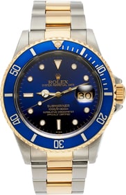 12057: Rolex Submariner Two Tone 18k Yellow Gold And St