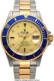 12058: Rolex 18k Yellow Gold And Stainless Steel "Serti
