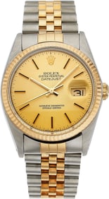 12044: Rolex Datejust Two Tone 18k Gold And Stainless S