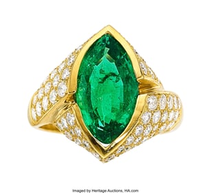 55085&colon; Zambian Emerald&comma; Diamond&comma; Gold Ring  Stones&colon; Mar