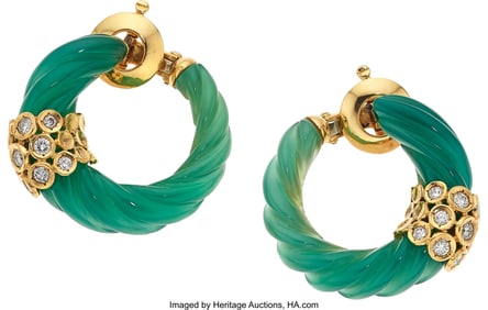 55007&colon; Van Cleef & Arpels Diamond&comma; Chrysoprase&comma; Gold Ea