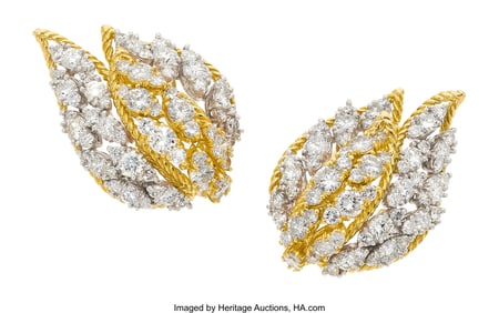 55086&colon; Diamond&comma; Platinum&comma; Gold Earrings  Stones&colon; Full-c