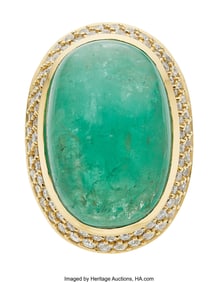 55011&colon; Emerald&comma; Diamond&comma; Gold Ring  Stones&colon; Emerald cab