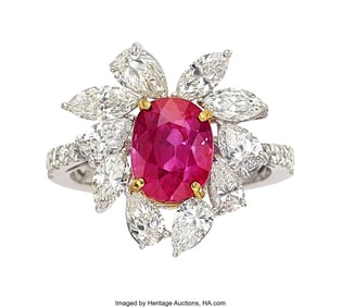 55179&colon; Burma Ruby&comma; Diamond&comma; Gold Ring  Stones&colon; Oval-sha