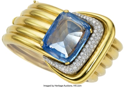 55254&colon; Sapphire&comma; Diamond&comma; Platinum&comma; Gold Bracelet  Ston