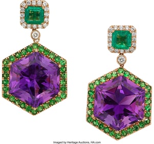 55019&colon; Multi-Stone&comma; Diamond&comma; Rose Gold Earrings  Stones