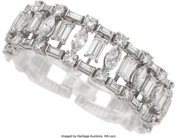 55337&colon; Diamond&comma; Platinum Bracelet  Stones&colon; Emerald-cut 