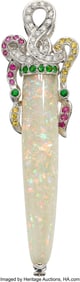 55091&colon; Opal&comma; Diamond&comma; Multi-Stone&comma;  White Gold Pendant-