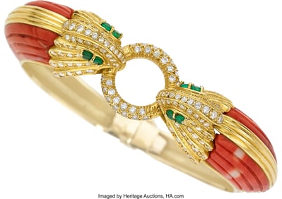 55092&colon; Coral&comma; Diamond&comma; Emerald&comma; Gold Bracelet  Stones&colon; 