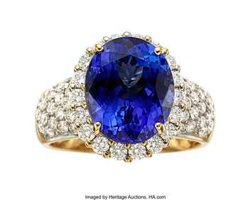 55191&colon; Tanzanite&comma; Diamond&comma; Gold Ring  Stones&colon; Oval-shap