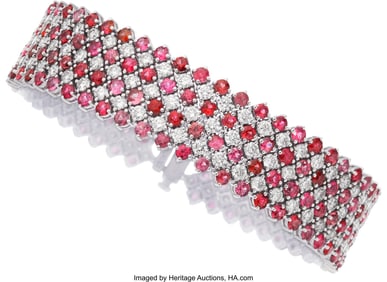 55341&colon; Spinel&comma; Diamond&comma; Platinum Bracelet  Stones&colon; Roun
