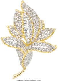 55192&colon; Diamond&comma; Platinum&comma; Gold Brooch  Stones&colon; Full-cut