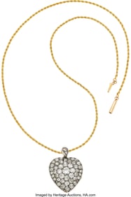 55260&colon; Diamond&comma; Silver-Topped Gold Pendant-Necklace  St