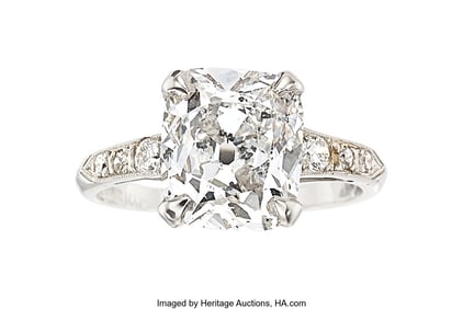55196&colon; Diamond&comma; Platinum Ring  Stones&colon; Old mine-cut dia