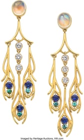 55034&colon; Tiffany & Co&period; Multi-Stone&comma; Diamond&comma; Gold Earring