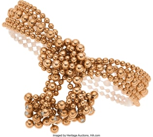 55036&colon; Cartier Diamond&comma; Gold Bracelet&comma; French  Stones&colon; 
