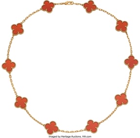 55043&colon; Van Cleef & Arpels Carnelian&comma; Gold Necklace  Sto