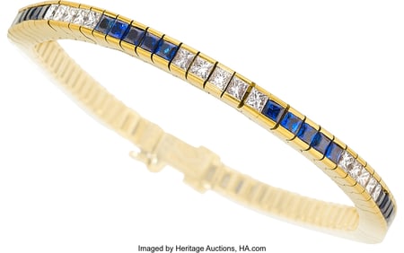 55352&colon; Tiffany & Co&period; Diamond&comma; Sapphire&comma; Gold Bracelet  