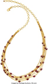 55210&colon; Gurhan Ruby&comma; Gold Necklace  Stones&colon; Ruby beads a