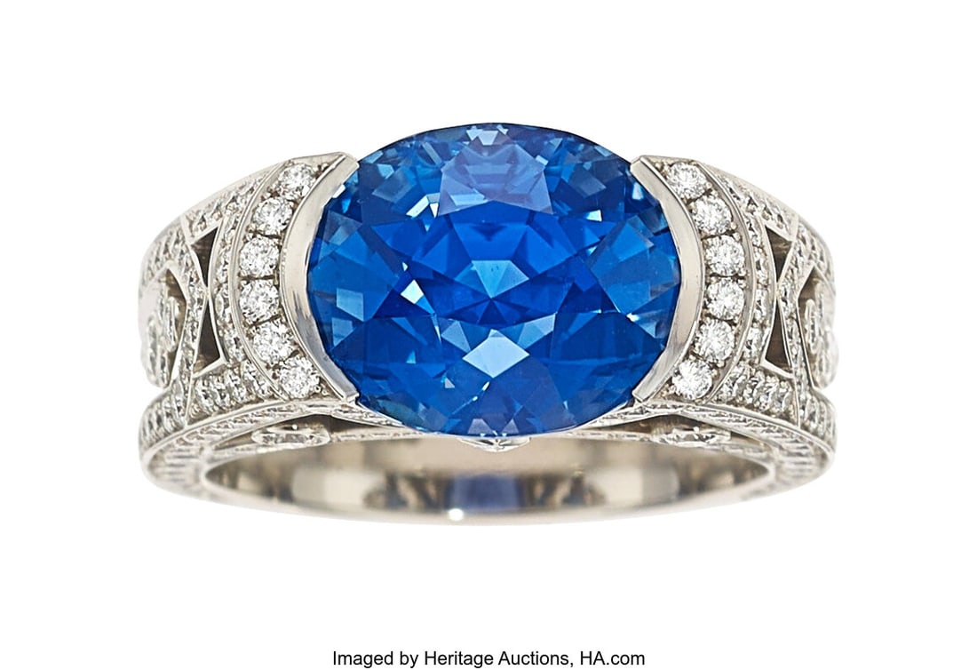 Harry Winston Sapphire, Diamond, Platinum Ring (1 of 5)