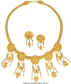 55048&colon; Ruby&comma; Gold Jewelry Suite&comma; Greek  Stones&colon; Round-s