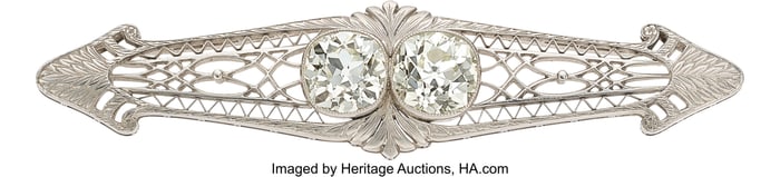 55272&colon; Diamond&comma; Platinum&comma; Gold Brooch  Stones&colon; Mine-cut