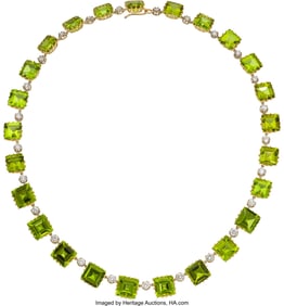 55049&colon; Peridot&comma; Diamond&comma; Gold Necklace  Stones&colon; Full-cu