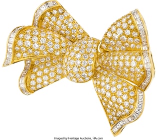 55051&colon; Diamond&comma; Gold Brooch&comma; French  Stones&colon; Full&comma; tape