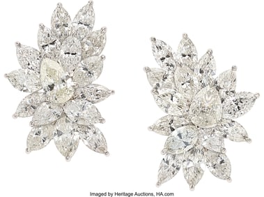 55357&colon; Diamond&comma; Platinum&comma; White Gold Earrings  Stones&colon; 