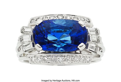 55359&colon; Ceylon Sapphire&comma; Diamond&comma; White Gold Ring  Stone