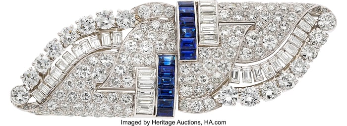 55281&colon; Diamond&comma; Sapphire&comma; Platinum-Topped  White Gold D