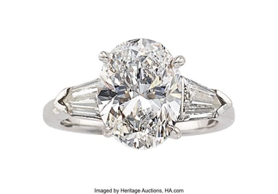 55366&colon; Diamond&comma; Platinum Ring  Stones&colon; Oval-shaped diam