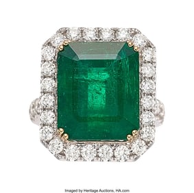 55065&colon; Hana Zambian Emerald&comma; Diamond&comma; Gold Ring  Stones