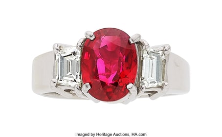 55370&colon; Burma Ruby&comma; Diamond&comma; Platinum&comma; White Gold Ring  