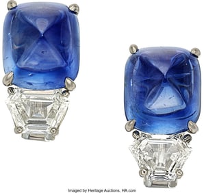 55068&colon; Ceylon Sapphire&comma; Diamond&comma; Platinum&comma;  White Gold 
