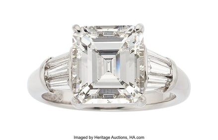 55236&colon; Diamond&comma; Platinum Ring  Stones&colon; Emerald-cut diam