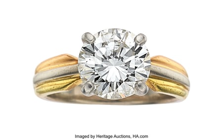 55075&colon; Cartier Diamond&comma; Platinum&comma; Gold Ring  Stones&colon; Ro