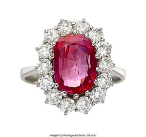 55239&colon; Burma Pink Sapphire&comma; Diamond&comma;  White Gold Ring  