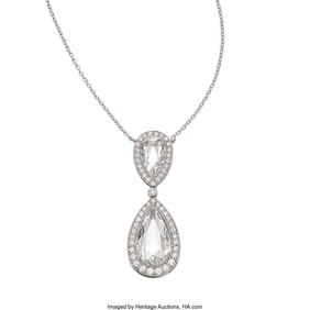 55240&colon; Diamond&comma; Platinum Pendant-Necklace  Stones&colon; Pear