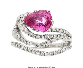 55241&colon; Gioia Pink Sapphire&comma; Diamond&comma; White Gold Ring  S