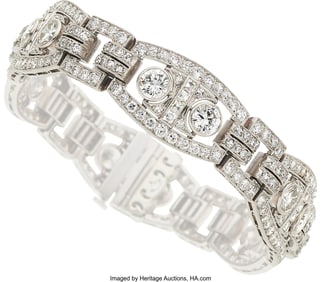 55293&colon; Art Deco Diamond&comma; Platinum&comma;  Gold Bracelet&comma; circ