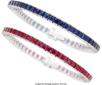 55376&colon; Sophia D&period; Ruby&comma; Sapphire&comma; Platinum Bracelets  St