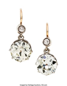 55294&colon; Diamond&comma; Silver-Topped Gold Earrings  Stones&colon; Eu