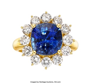 55245&colon; Sapphire&comma; Diamond&comma; Gold Ring  Stones&colon; Cushion-sh